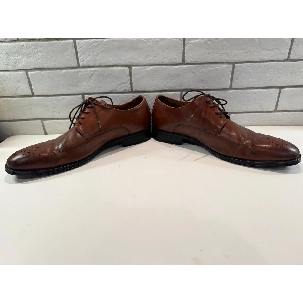 Kenneth Cole Abbott‎ Lace Up Mens 12M Brown Leather Medallion Toe Oxford AB0011